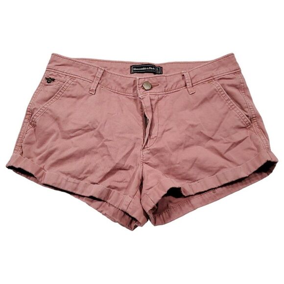 Abercrombie Low Rise Y2K Style Chino Shorts Pink Stretch Shortie Size 25 - Picture 1 of 13